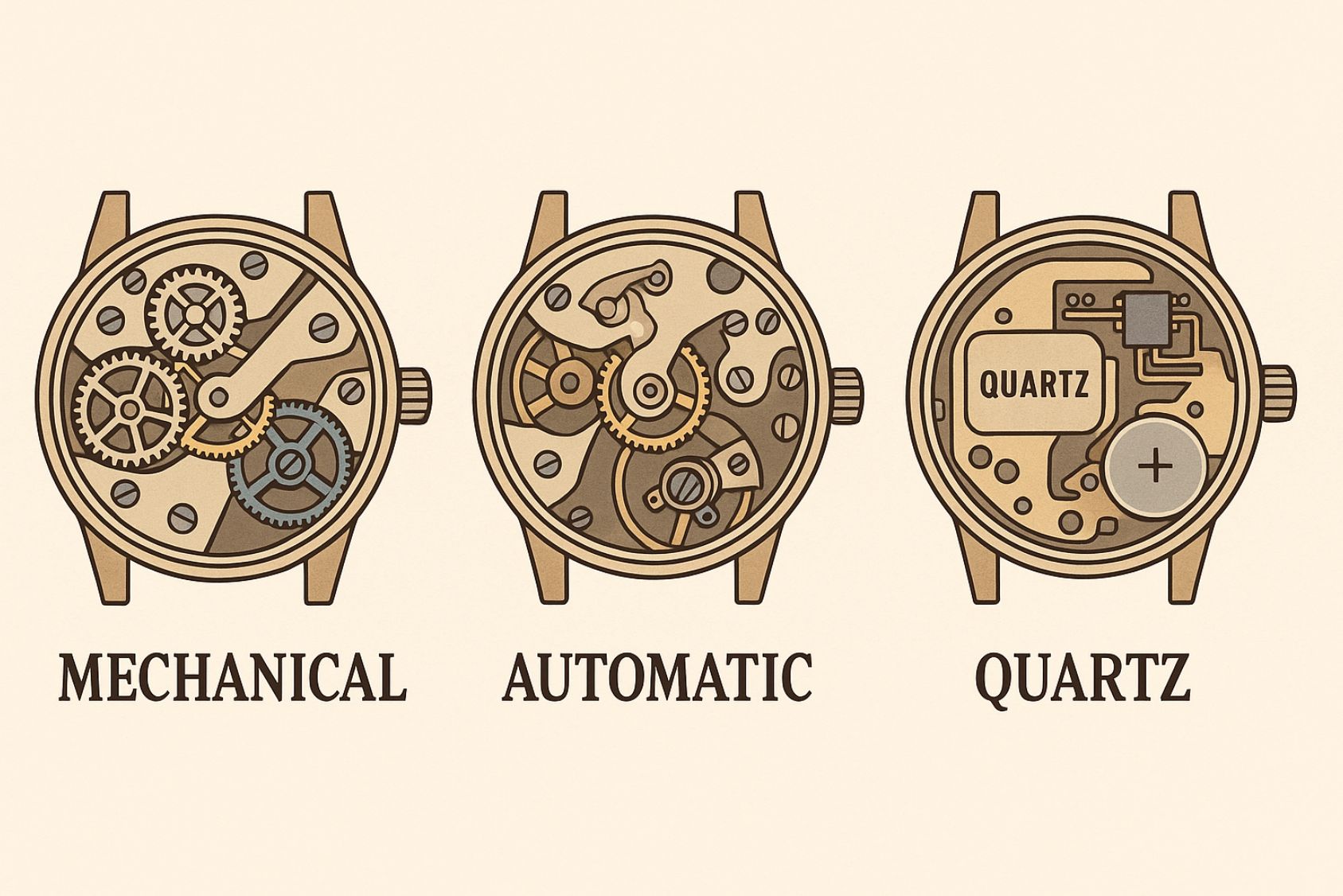 les différents mouvements des montres